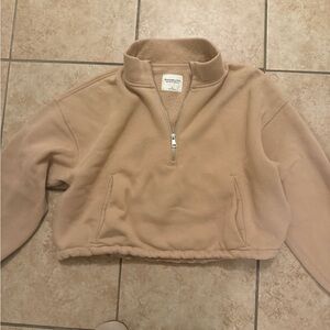 Abercrombie & Fitch Beige Fleece Quarter-Zip